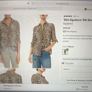Slim Signature Silk Shirt by Equipment 100% silk leopard print blouse